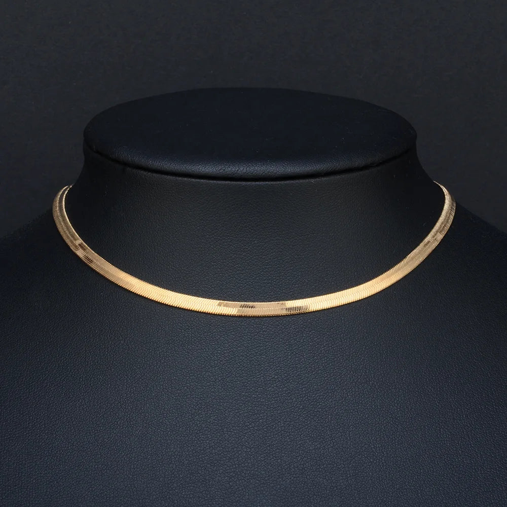 2024 High Quality Clavicle Blade Chains Dropshipping Women Gold Silver Color Stainless Steel 35+5Cm Snake Choker Necklace Chain