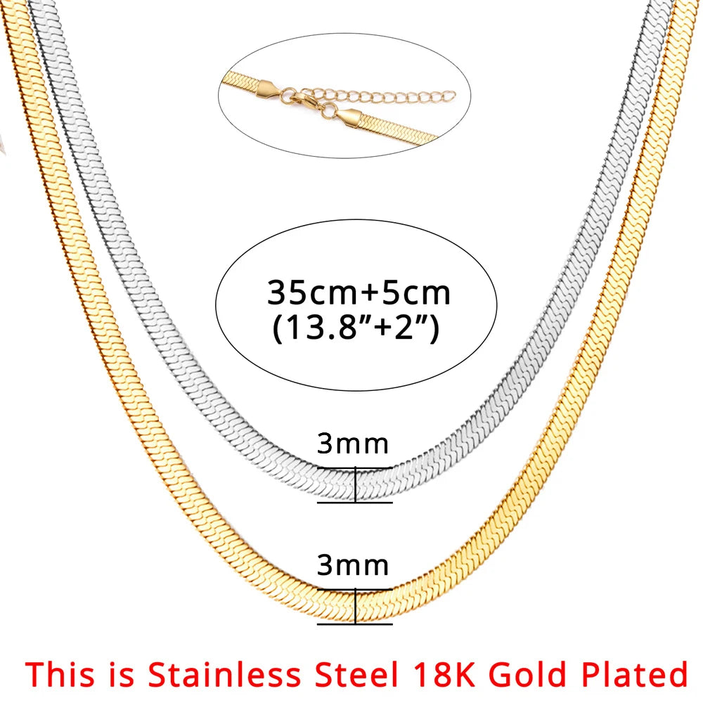 2024 High Quality Clavicle Blade Chains Dropshipping Women Gold Silver Color Stainless Steel 35+5Cm Snake Choker Necklace Chain