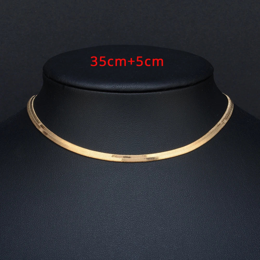 2024 High Quality Clavicle Blade Chains Dropshipping Women Gold Silver Color Stainless Steel 35+5Cm Snake Choker Necklace Chain