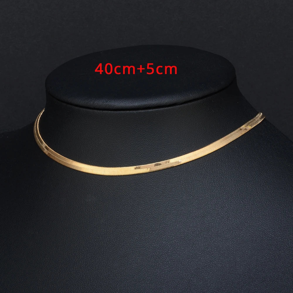 2024 High Quality Clavicle Blade Chains Dropshipping Women Gold Silver Color Stainless Steel 35+5Cm Snake Choker Necklace Chain